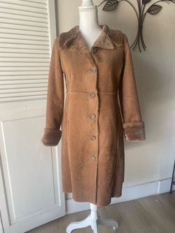 Tan Suede Shearling Long Coat