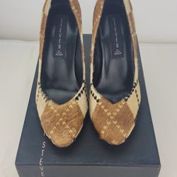 Steve Madden EVANTI Genuine Leather Argyle High Heel Women's Shoes Size 6