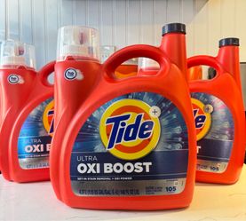 Tide Ultra Oxi Boost Liquid Laundry Detergent, 148 fl oz, 105 Loads, Advanced Stain Remover with Extra Oxi Power