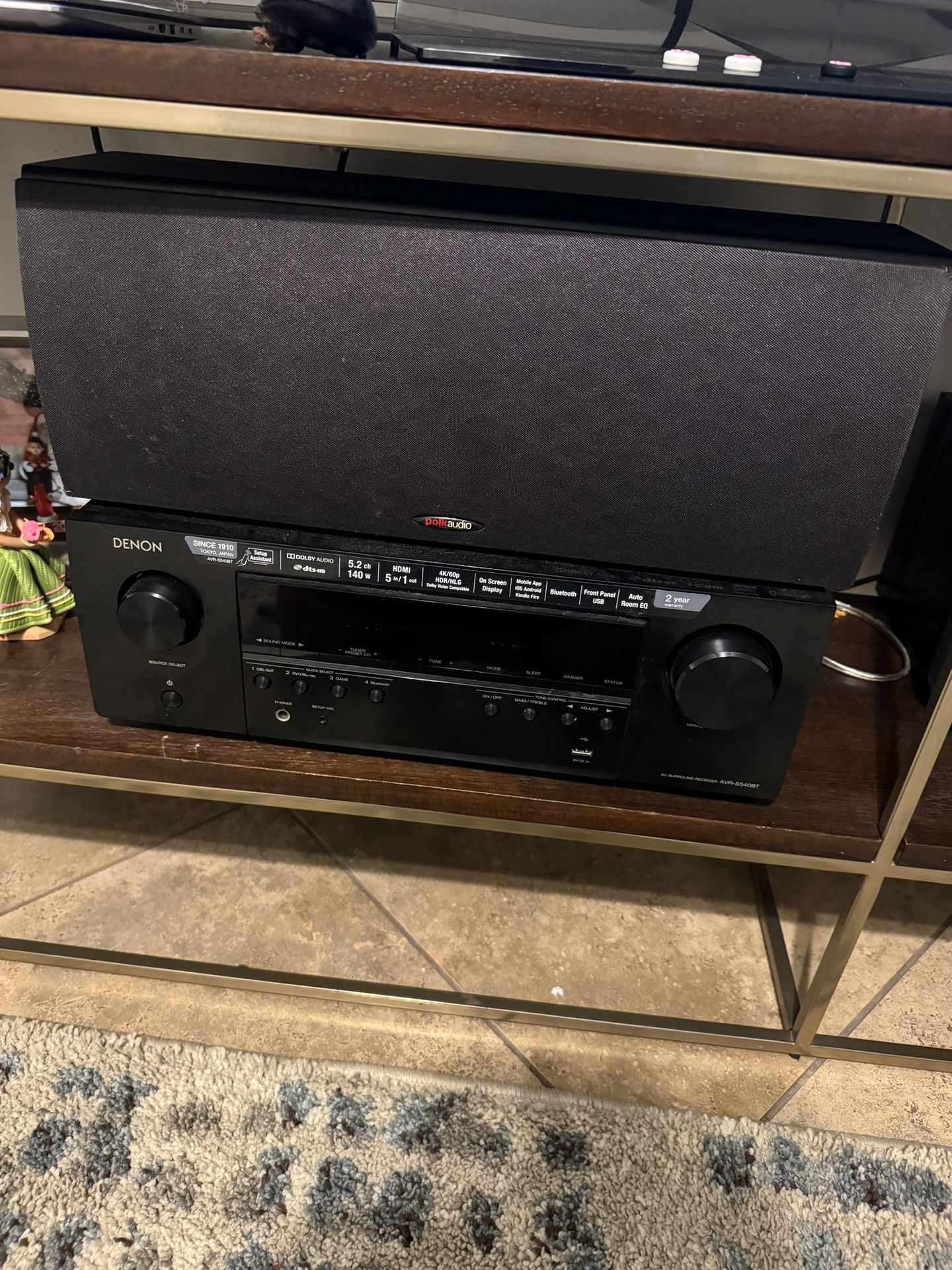 Denon - AVR-S540BT Receiver, 5.2 channel, 4K Ultra HD Audio and Video, Home Theater System, built-in Bluetooth and USB - Black