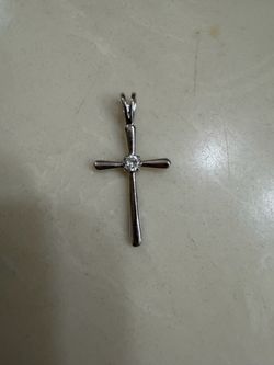 Silver 925 Cross Pendant with Center Stone
