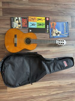 Starter Acoustic Guitar, Case and Books