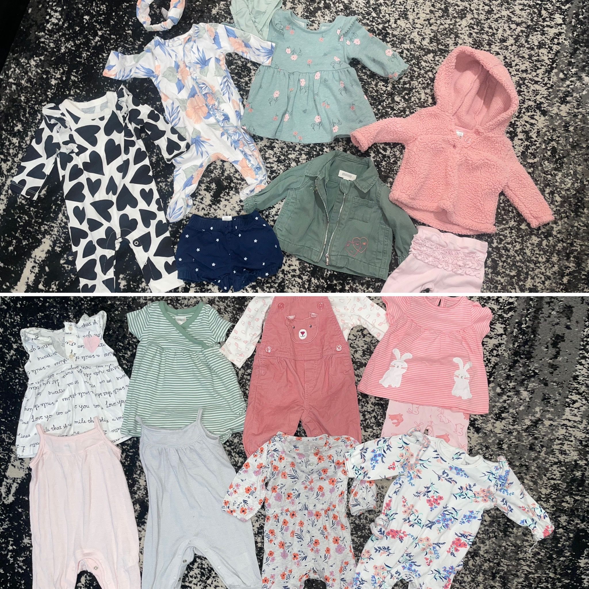 17pc Baby Girl Clothes Bundle - 0-3M & 3M (Outfits, Dresses, Rompers and more)