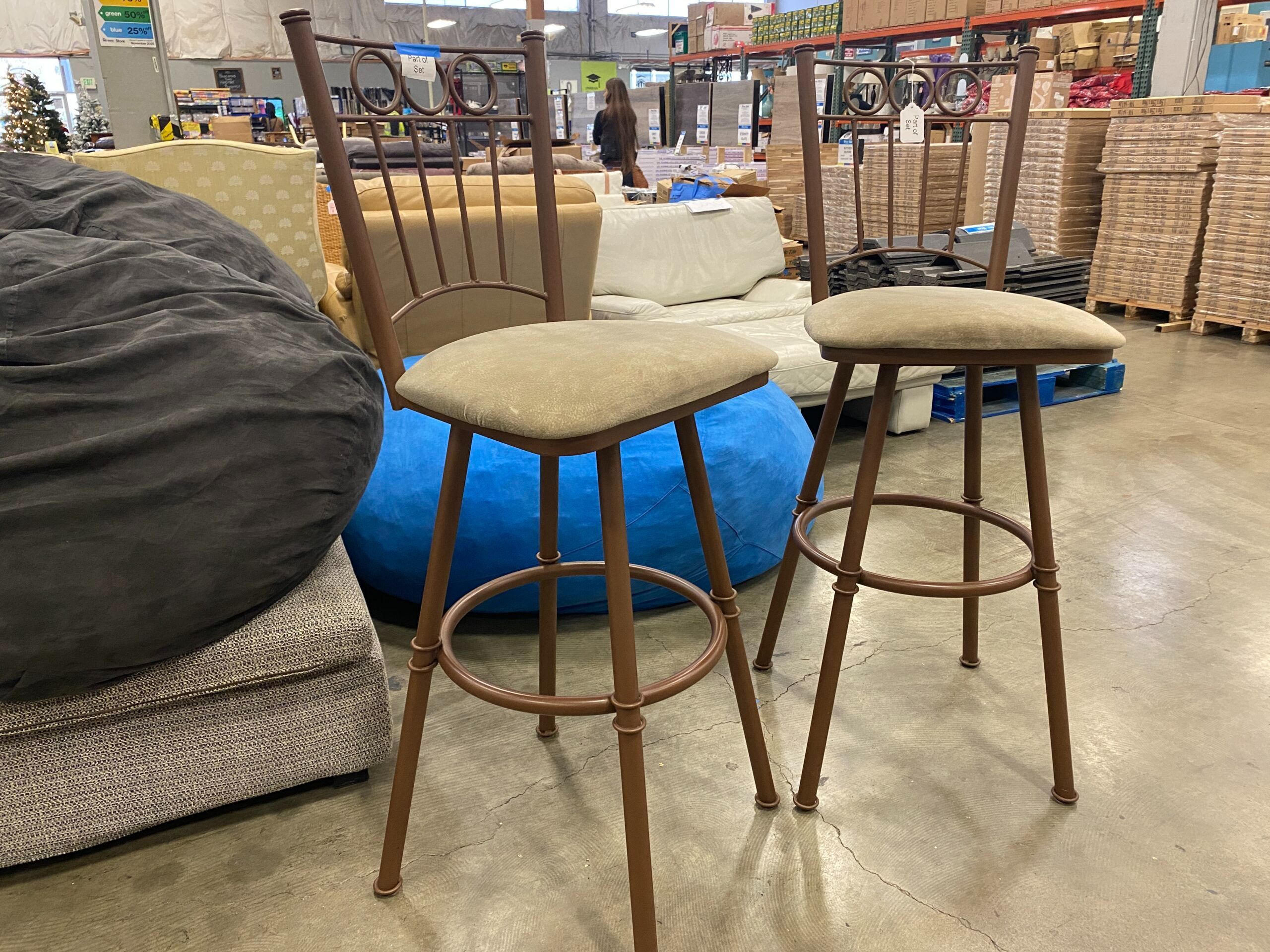 TRICA Set of 2 Wrought Iron Bar Stools