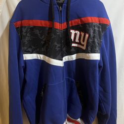 New York Giants NFL Reversible Black Camo Hooded Jacket Size Large Used Good Condition $100 Meet Up In Irving @dfwgoods