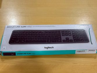 Logitech K950 Signature Slim Wireless Keyboard Graphite New (open Box)  distressed box.