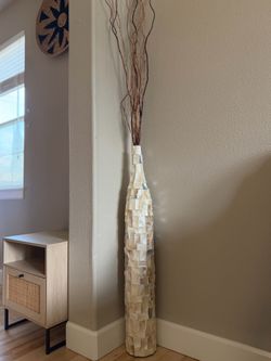 Z Gallerie 43” Floor Vase | Mother-of-Pearl Mosaic | Minimalist Luxury Statement | Great for Staging