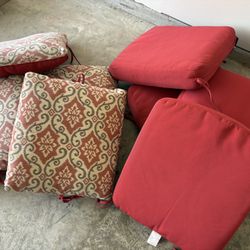 Red And Patterned Chair Cushions