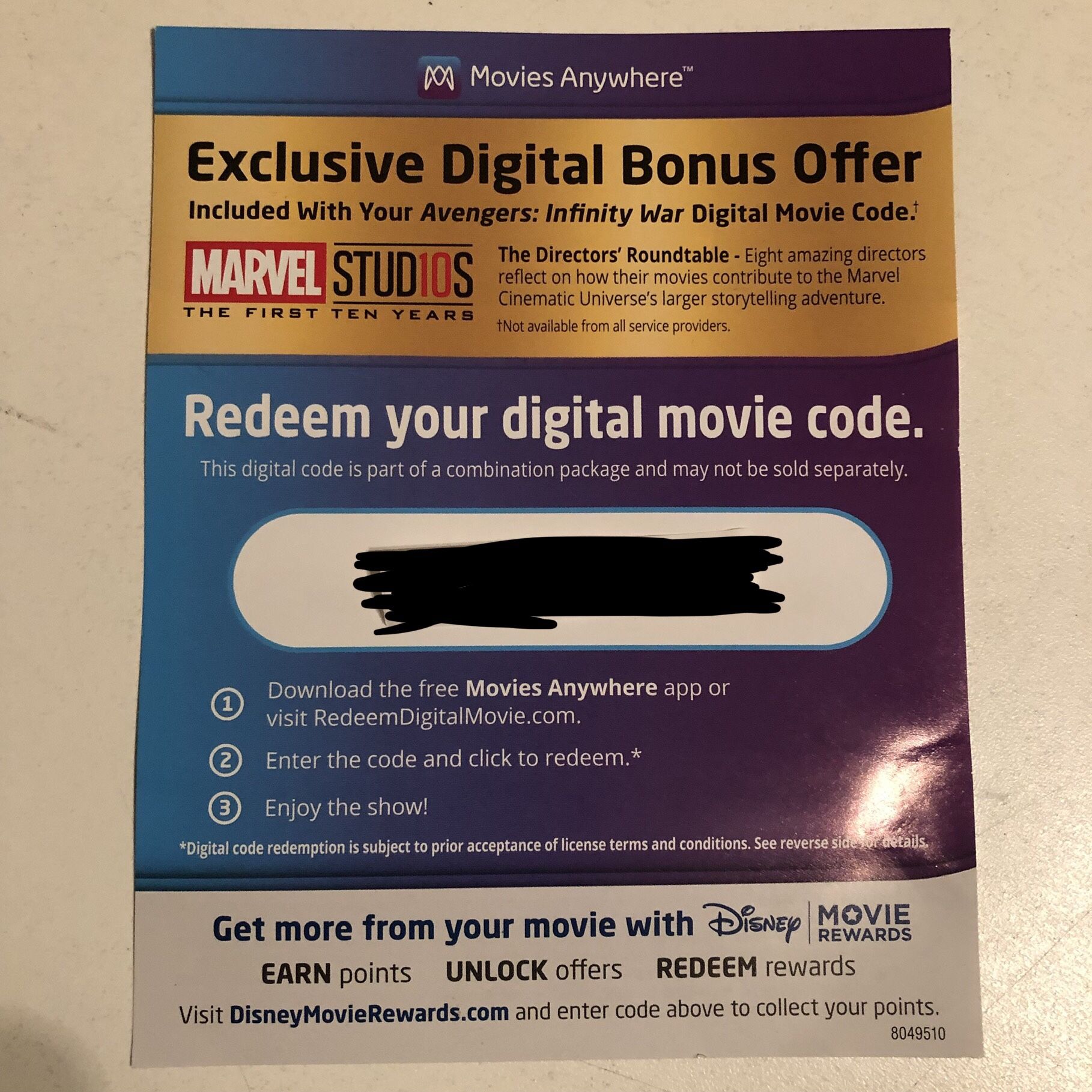 Avengers: Infinity War, Deadpool 2 Movies Anywhere Code