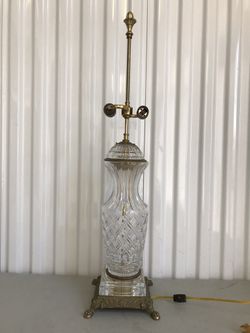 Crystal Solid Brass Table Lamp With Claw Feet 33” Tall