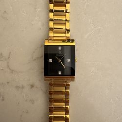 Bulova Gold Tone Luxury Dress Watch w/ Crystal Markers