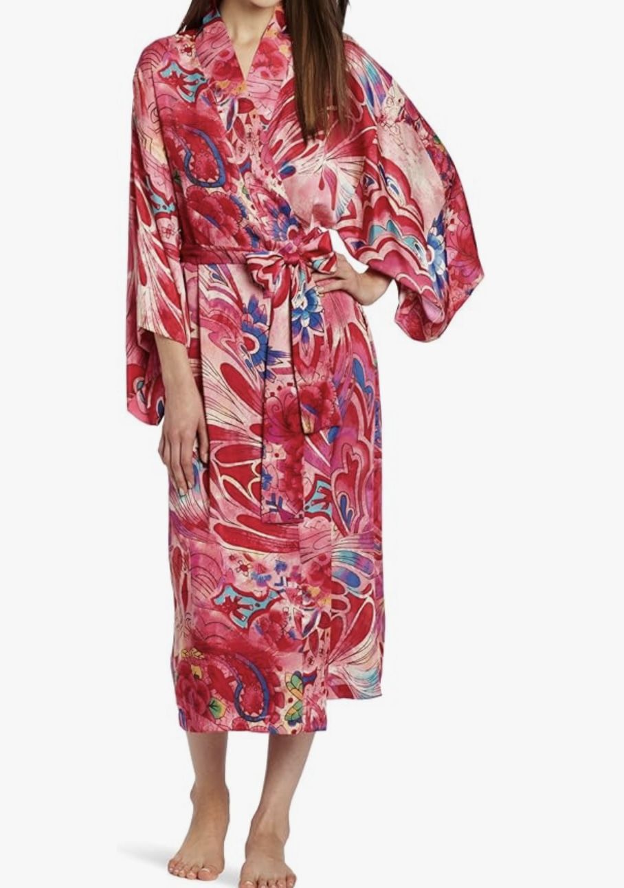 Natori Floral Robe Size XL Worn 1 Time on Vacation