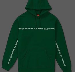 Supreme Text Stripe Dark Green XL Hooded Sweatshirt