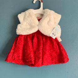 MERRY CHRISTMAS BABY OUTFIT DRESS AND BABY COAT GREAT FOR PICTURES BABY SIZE 3-6 MONTHS 