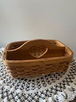 Wooden basket with heart cutout