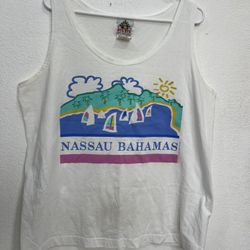 Vintage 80s 1989 Bahamas Sleeveless Tank top Unisex Bye Bye Beach Shirt Large