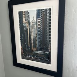 Framed César Russ Print – “LaSalle Street, Chicago” Signed Photograph