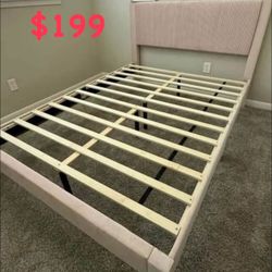 Queen Platform Fabric Bed (Full size available) 