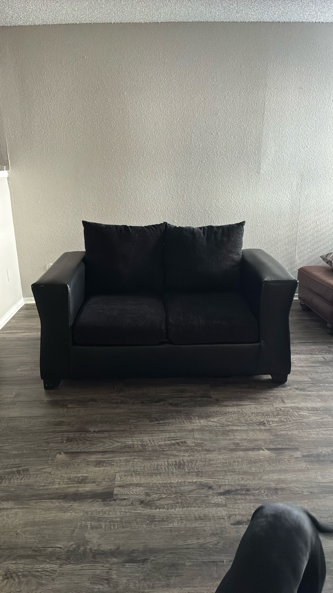 Black Leather, 2 Seater Couch