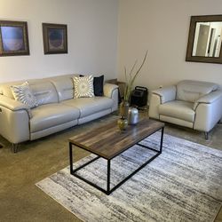Reclining Leather Sofa And Chair