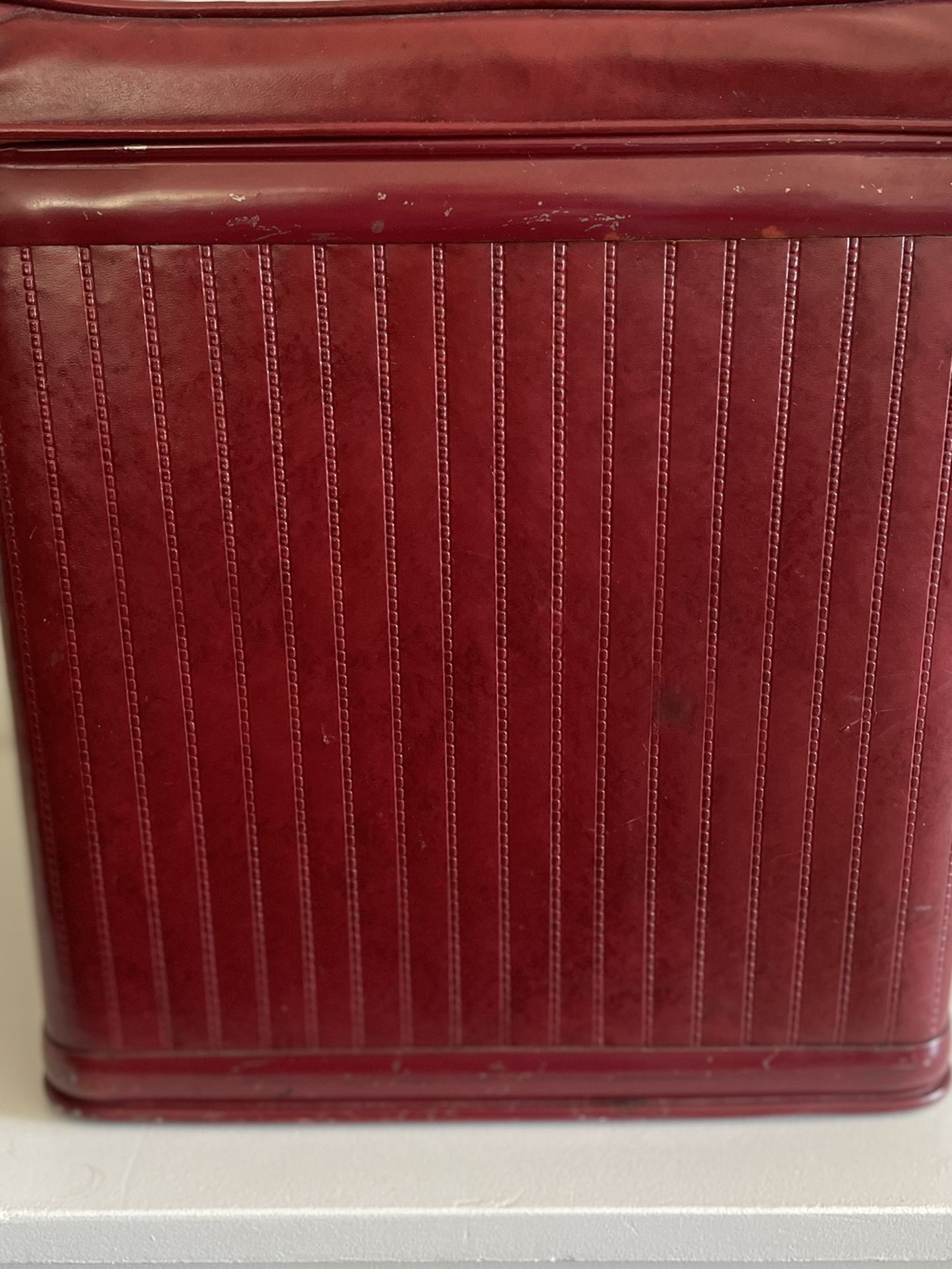 2 Vintage Candy Apple Red Storage Hassocks /Ottomans