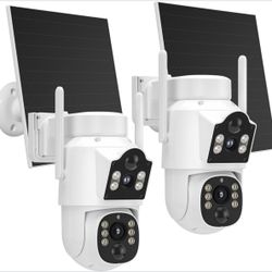 New-Hiseeu Wireless Solar Camera Outdoor 4MP Dual Lens, Wireless Home Security Camera 5G & 2.4G WiFi Pro, 360° PTZ, Color Night Vision, IP66, 2-Way Au