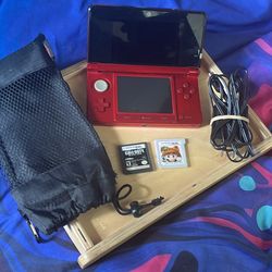 Nintendo 3DS (Flame Red) – Great Condition – 2 Games + Charger + Game System Travel Pouch