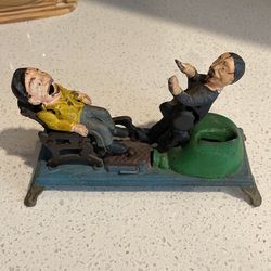 Antique, Cost Iron Dentist Bank , Mechanical, Working, 