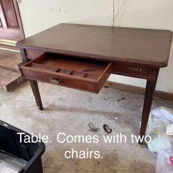 Antique Table And Two Chairs 