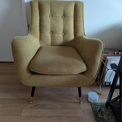 Yellow Tufted Upholstered Accent Armchair