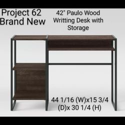 Brand New 42" Paulo Wood Writting Desk With Storage  Project 62