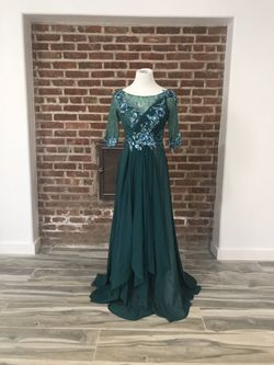NWT Sz6 Dark Green Formal Chiffon Evening Dress