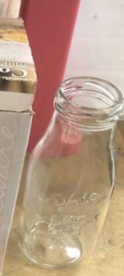 Dairy milk bottles 6 total 3 clear & 3 painted peach for party farmhouse