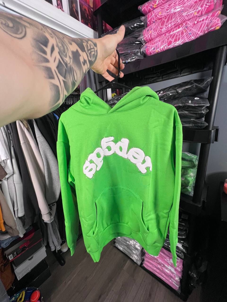 Green Sp5der Hoodie