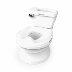 Ingenuity My Size Potty Pro 2-in-1 Potty Training Toilet, Floor Potty with Removable Potty Seat for Standard Toilets, Realistic Flushing Sound, For To