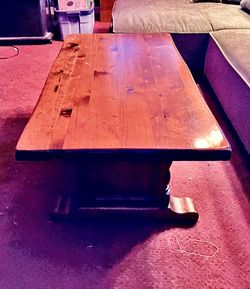 Handsome Antique Rustic Old-World Carved Pine Hardwood Table