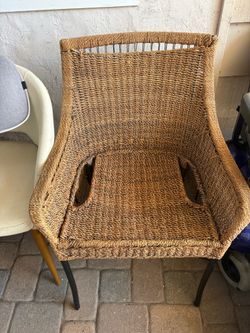 Woven Seagrass / Wicker Armchair With Cushion – Coastal Boho Look – Only $45 – Similar Chairs Can Sell Up To $300