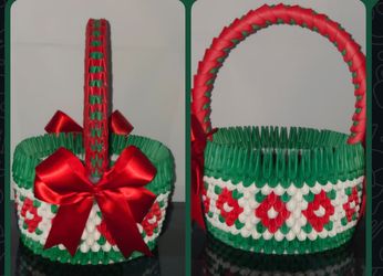 Canasta Decorativa de Origami 3D Hecha a Mano