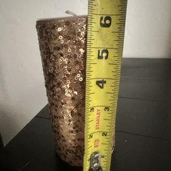 6” Tall Gold Glitter Candle 