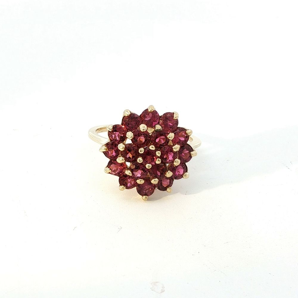 Ladies 14k Yellow Gold Ruby Cluster Birthstone Ring Size 7 11055749