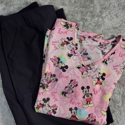 Disney Scrub Top & Starscrub Bottoms Size LG Must Pick Up