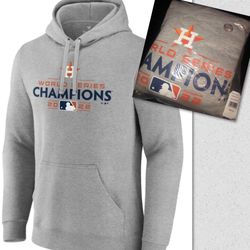 Fanatics Heather Gray Houston Astros 2022 World Series Champions Pullover hoodie-NEW-77064 zipcode 