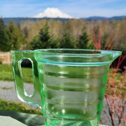 Depression Vaseline green glass measuring cup