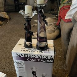 Nastro Viola 2pc Pillar Style Candle Holder Brand New Trying To Let Them Go Today