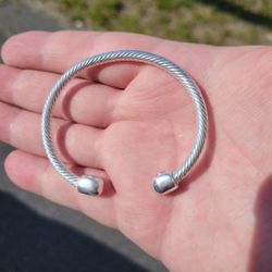 Silver Over Copper Bracelet Bangle Cable Band 