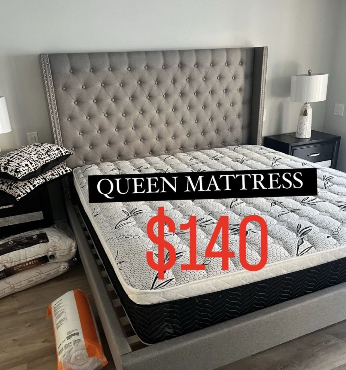 BRAND NEW PILLOW TOP MATTRESSES ✅ COLCHONES NUEVOS PILLOW TOP 💯‼️ QUEEN SIZE $140 ❌ $200 With Box Spring FULL SIZE $120 ❌ $180 With Box Spring💥
