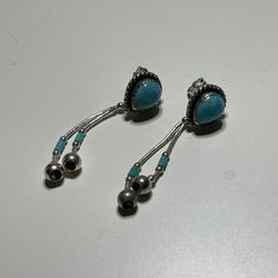 Authentic Turquoise QT 925 Drop Earrings