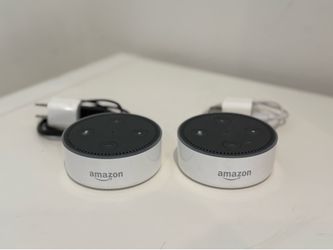2 Amazon Echo Dot 2nd Gen Smart Speakers with Alexa + Power Adapters