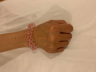 Handmade pink crystal bracelet