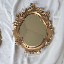 Baroque Boho Gold Mirror Table Easel or Gallery Wall Rose Scroll Shabbychic Country french